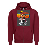 Burgundy cartoon Zipper Hoodie - artisFamous