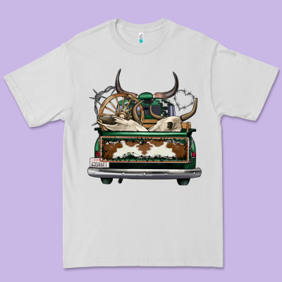 Cowhide And Hunter Truck Olivia Premium Tee Designed By Oliviacreatesart