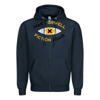 Navy make orwell fiction again Zipper Hoodie - artisFamous