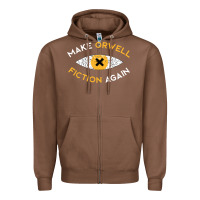 Chestnut make orwell fiction again Zipper Hoodie - artisFamous