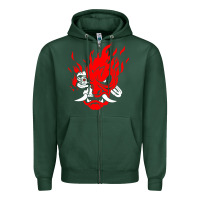 Sports Green cyberpunk 2077 Zipper Hoodie - artisFamous