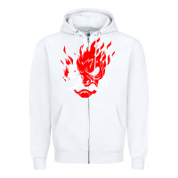 White cyberpunk 2077 Zipper Hoodie - artisFamous