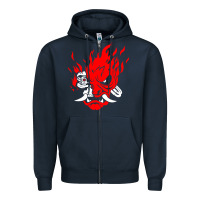 Navy cyberpunk 2077 Zipper Hoodie - artisFamous