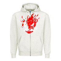 Oatmeal Heather cyberpunk 2077 Zipper Hoodie - artisFamous