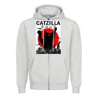 Dove Grey vintage catzilla japanese sunset style Zipper Hoodie - artisFamous