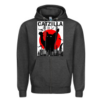 Charcoal Heather vintage catzilla japanese sunset style Zipper Hoodie - artisFamous