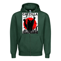 Sports Green vintage catzilla japanese sunset style Zipper Hoodie - artisFamous