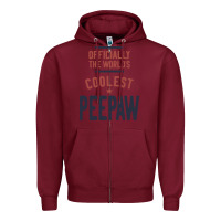 Burgundy Officially The World's Coolest Peepaw | Mens Gift Zipper Hoodie - artisFamous