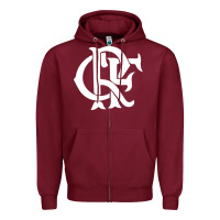 Burgundy camisa do flamengo Zipper Hoodie - artisFamous