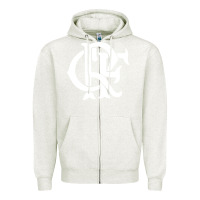 Oatmeal Heather camisa do flamengo Zipper Hoodie - artisFamous