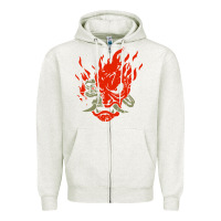 Oatmeal Heather punk samurai Zipper Hoodie - artisFamous