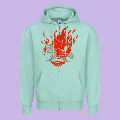 Punk Samurai Zipper Hoodie Designed By Artisfamous