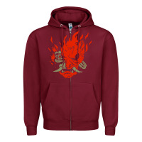 Burgundy punk samurai Zipper Hoodie - artisFamous