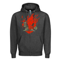 Charcoal Heather punk samurai Zipper Hoodie - artisFamous