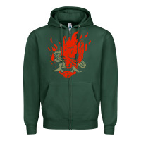 Sports Green punk samurai Zipper Hoodie - artisFamous