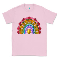Bubblegum Pink easter and spring with flowers carrots butterfly and sunflower rainbow Classic Tee - Artiststas