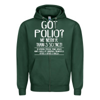 Sports Green got polio me neither thanks science Zipper Hoodie - artisFamous