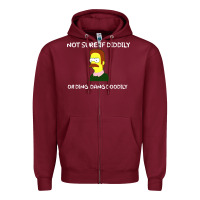 Burgundy ned flanders Zipper Hoodie - artisFamous