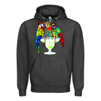 Charcoal Heather parrots drinking margarita hawaiian Zipper Hoodie - artisFamous