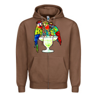 Chestnut parrots drinking margarita hawaiian Zipper Hoodie - artisFamous