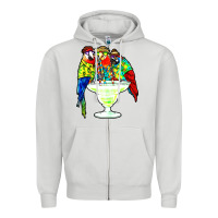 Dove Grey parrots drinking margarita hawaiian Zipper Hoodie - artisFamous
