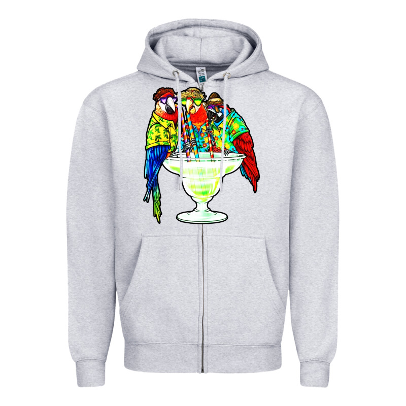 Parrots Drinking Margarita Hawaiian Zipper Hoodie by artisFamous | Teevron