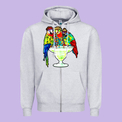 Parrots Drinking Margarita Hawaiian Zipper Hoodie Designed By Artisfamous