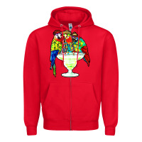 Red parrots drinking margarita hawaiian Zipper Hoodie - artisFamous