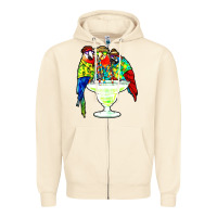 Sandshell parrots drinking margarita hawaiian Zipper Hoodie - artisFamous