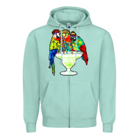 Seafoam parrots drinking margarita hawaiian Zipper Hoodie - artisFamous
