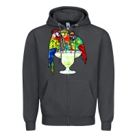Smoke parrots drinking margarita hawaiian Zipper Hoodie - artisFamous