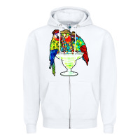 White parrots drinking margarita hawaiian Zipper Hoodie - artisFamous