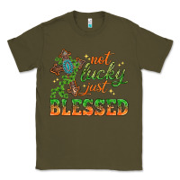 Army Green Not lucky just Blessed with Cross St. Patricks day Classic Tee - HowdyJamesFarm