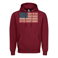 Burgundy american flag Zipper Hoodie - artisFamous