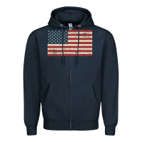 Navy american flag Zipper Hoodie - artisFamous