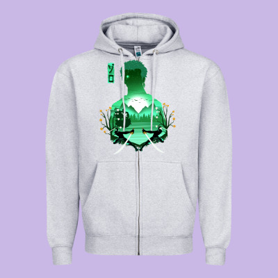 Zoro Zipper Hoodie Designed By Artisfamous