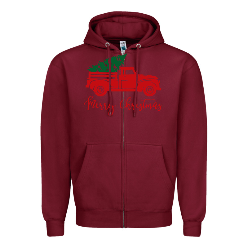 Vintage Red Truck With Christmas Zipper Hoodie by artisFamous | Teevron
