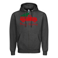 Charcoal Heather vintage red truck with christmas Zipper Hoodie - artisFamous