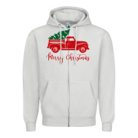 Dove Grey vintage red truck with christmas Zipper Hoodie - artisFamous