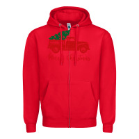 Red vintage red truck with christmas Zipper Hoodie - artisFamous