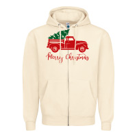 Sandshell vintage red truck with christmas Zipper Hoodie - artisFamous