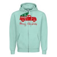 Seafoam vintage red truck with christmas Zipper Hoodie - artisFamous