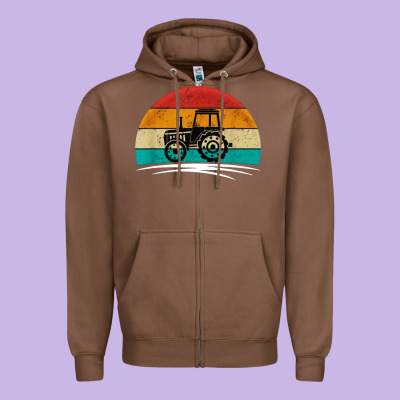 Vintage Tractor Zipper Hoodie Designed By Artisfamous