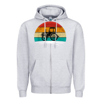 Heather Grey vintage tractor Zipper Hoodie - artisFamous