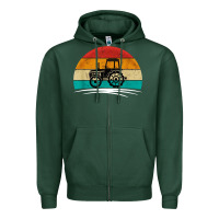 Sports Green vintage tractor Zipper Hoodie - artisFamous