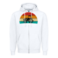 White vintage tractor Zipper Hoodie - artisFamous