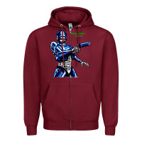 Burgundy 8bit robocop Zipper Hoodie - artisFamous