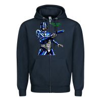Navy 8bit robocop Zipper Hoodie - artisFamous