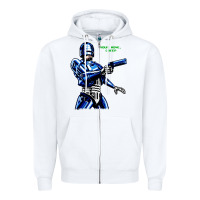 White 8bit robocop Zipper Hoodie - artisFamous
