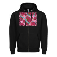 Black pink rose leopard background Zipper Hoodie - JahusDesignShop